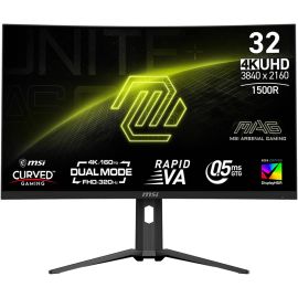 شاشة ألعاب إم إس آي MAG مقاس 32 بوصة 321CUPDF Rapid VA Display 3840 × 2160 ومعدل تحديث 160 هرتز ووقت استجابة 0.5 مللي ثانية وتقنية AMD FreeSync Premium، لون أسود