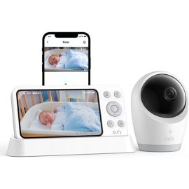 eufy Baby Monitor E21 – 4K Camera, Hybrid Wi-Fi/No Wi-Fi, App & Monitor Control, Pan-Tilt, 8× Zoom, Ultra-Clear Night Vision, Portable with Built-In Battery