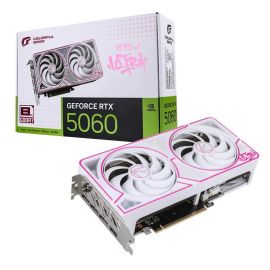 Colorful iGame GeForce RTX 5060 Ultra W DUO OC 8GB-V – Dual-Fan White/Pink OC Graphics Card, GDDR7 8 GB, 3840 CUDA Cores, 145 W TDP, Dual DisplayPort 2.1b + HDMI 2.1b Outputs