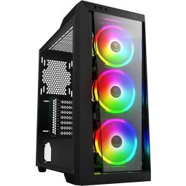 علبة ألعاب GAMDIAS TALOS M1 Lite متوسطة الحجم - زجاج مقسّى على شكل شبه منحرف، مع مراوح RGB ثلاثية الحلقة، وجزء أمامي شبكي، متوافقة مع لوحات الأم من نوع ATX و Micro-ATX و Mini-ITX