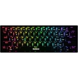 لوحة مفاتيح ألعاب سلكية GAMDIAS Hermes E3 باللون الأسود RGB، 61 مفتاحًا، مفاتيح زرقاء ميكانيكية، إضاءة خلفية RGB 16.8 ميجا بكسل، معدل استطلاع 1000 هرتز، مضاد للظلال، تصميم صغير الحجم بنسبة 60%
