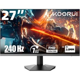 KOORUI Gaming Monitor 27 inch GN02 FHD VA 1920 x 1080 240hz Refresh Rate 1ms Response Time DCI-P3 90% Color Gamut, Adaptive Sync HDMI Black