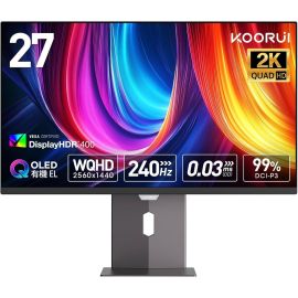 KOORUI Monitor 27 inch S2721X0 QHD QD-OLED Display 2560 x 1440 240Hz Refresh Rate 0.03ms (GtG) Response Time AMD FreeSync Premium Technology Black