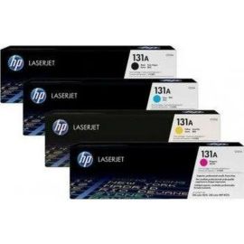 مجموعة كاملة من خراطيش الحبر الليزري الأصلية HP 131A (أسود، سماوي، أصفر، أرجواني)