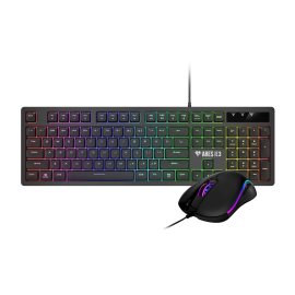 GAMDIAS ARES E3 2-IN-1 Combo Wired Keyboard & Mouse, RGB Membrane Gaming Keyboard (104-Key), 3600 DPI Ergonomic Optical Mouse, 1.5m USB Cable, RGB Lighting, Black