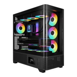 GAMDIAS Atlas P2 CG Mid Tower Gaming Case with Full Tempered Glass Front & Side Panels, ARGB Cooling Fans, Dual-Chamber Layout, and E-ATX Support