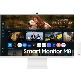 شاشة سامسونج فيجن الذكية بتقنية الذكاء الاصطناعي، مقاس 32 بوصة، M8 M80F، شاشة 4K VA، دقة 3840 × 2160، معدل تحديث 60 هرتز، زمن استجابة 4 مللي ثانية، نظام تشغيل تايزن، صورة متكيفة، شريط ألعاب 2.0، لون أبيض