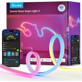 Govee H61D3301 Neon LED Strip Light 3M – Preinstalled Smart RGBIC Flexible Light Strip, Wi-Fi + Bluetooth Control, Voice Assistant Compatible, White Base
