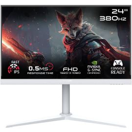 GAMEON Arctic Pro Series Gaming Monitor 24 inch FHD Fast IPS Display 1920 x 1080 380Hz Refresh Rate 0.5ms Response Time NVIDIA G-Sync & AMD FreeSync Technology, White
