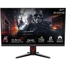 شاشة ألعاب GAMEON Dominator Series مقاس 27 بوصة GOMD27QHD240IPS QHD IPS 2560 × 1440 معدل تحديث 240 هرتز 0.5 مللي ثانية وقت استجابة MPRT HDMI 2.1 مكبرات صوت مدمجة 3 وات