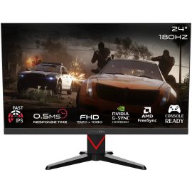 شاشة ألعاب GAMEON Marksman Series مقاس 24 بوصة FHD سريعة IPS 1920 × 1080 معدل تحديث 180 هرتز 0.5 مللي ثانية وقت استجابة MPRT إضاءة RGB HDMI 2.1 أسود