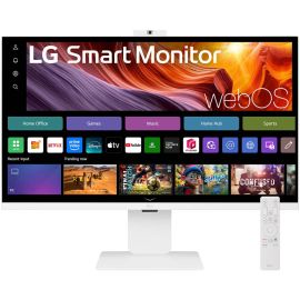LG Smart Monitor 32 inch 4K UHD IPS Display 32U850SA-W 3840 x 2160 60Hz Refresh Rate 5ms (GtG) Response Time Built-in Camera, HDR10, Flicker Safe, Auto Brightness, webOS, White