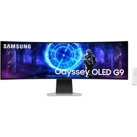 شاشة سامسونج أوديسي للألعاب المنحنية الذكية 49 بوصة G95SD G9 DQHD OLED بدقة 5120 × 1440 ومعدل تحديث 240 هرتز ووقت استجابة 0.03 (GtG) وFreeSync Premium Pro وG-Sync