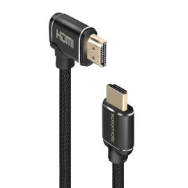 كابل بروميت برولينك 4K-500 HDMI بزاوية قائمة 5 أمتار - مطلي بالذهب، مضفر شبكيًا، يدعم HDMI 2.0 بسرعة 18 جيجابت في الثانية، يدعم ARC وEthernet - كابل متين طويل الأمد