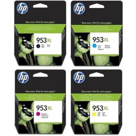 مجموعة كاملة من خراطيش الحبر الأصلية HP 953XL عالية الإنتاجية (أسود، سماوي، أصفر، أرجواني)
