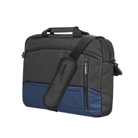 Promate Satchel‑MB Blue‑Black Laptop Messenger Bag – 15.6″ Padded Sleeve, Water‑Resistant, Luggage Belt, Multiple Compartments